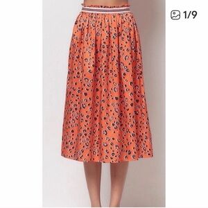 Corey Lynn Calter Christina Orange Leopard A-Line Skirt sz Medium CLC